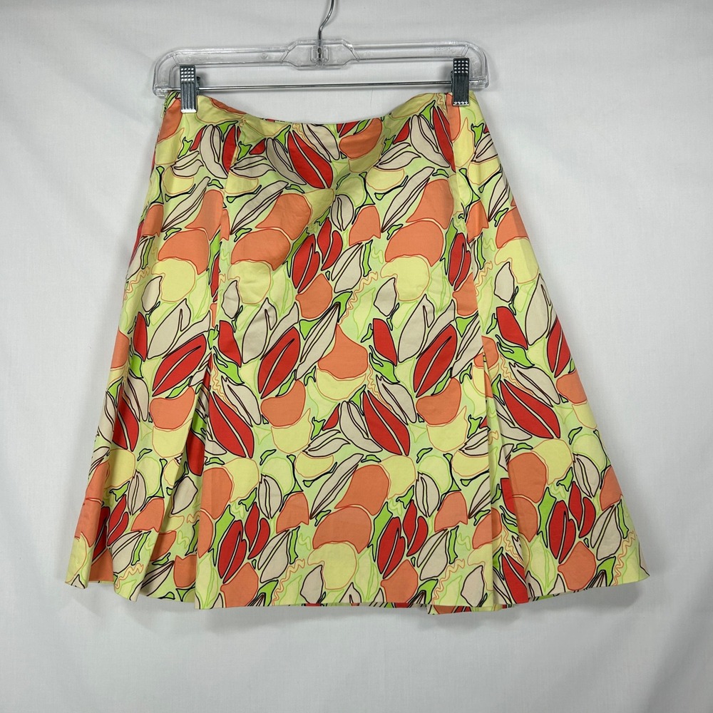 Vintage Lillie Rubin Abstract Tropical Floral Pleated Skirt Cargo Pockets Size 6
